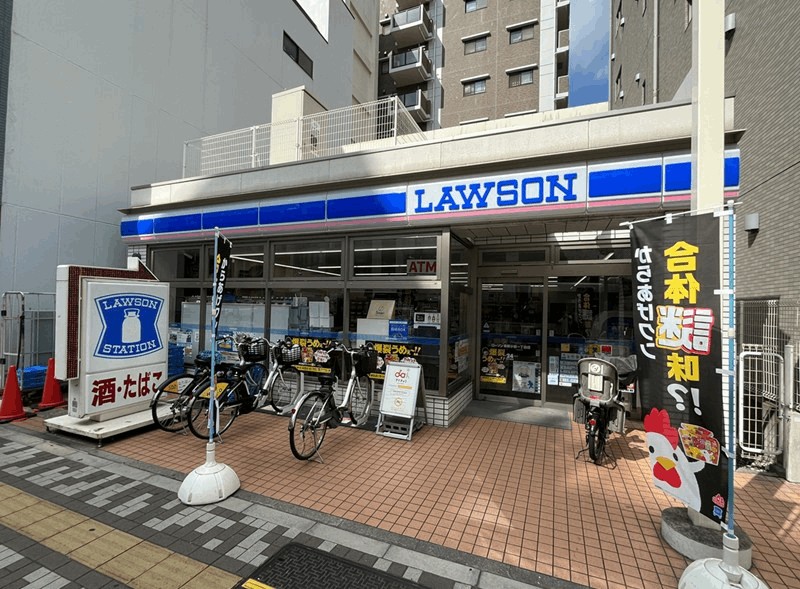 ローソン 東新小岩一丁目店の店頭にあるダイチャリのステーション